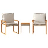 vidaXL Bistoset 3-delig Beige met Kussens - Poly Rattan & Hout - 58% Korting