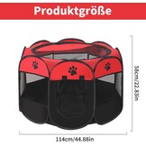 Puppyren Honden Katten Rood Zwart 110x112x57 cm Opvouwbaar Draagbaar Wasbaar Duurzaam Oxford Stof Binnen Buiten Gebruik