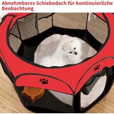Puppyren Honden Katten Rood Zwart 110x112x57 cm Opvouwbaar Draagbaar Wasbaar Duurzaam Oxford Stof Binnen Buiten Gebruik