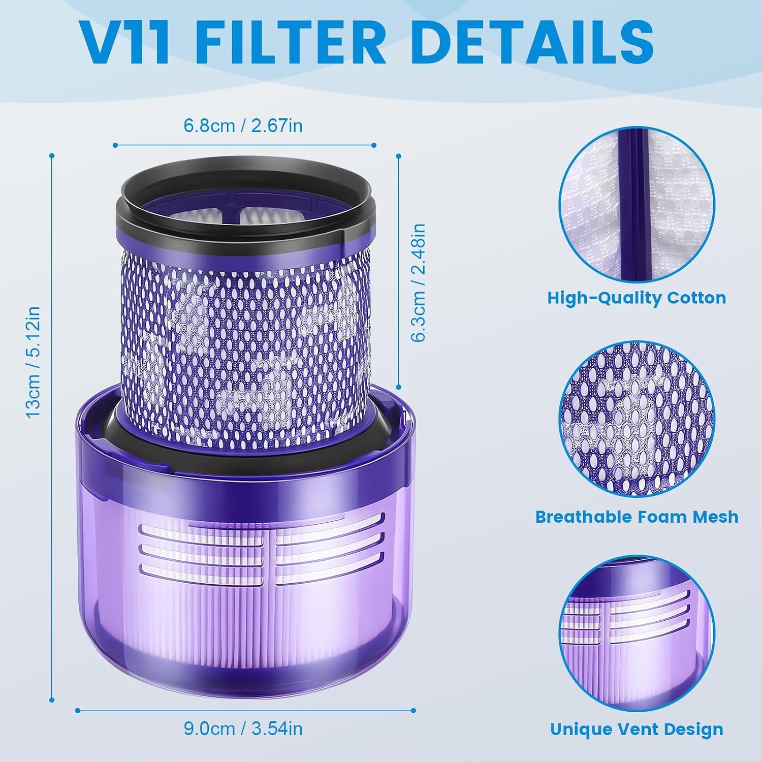Stofzuigeraccu voor Dyson V11 (schroeftype) SV14 | 25.2V 3900mAh Li-ion | Inclusief deksel, filter, borstel, schroef