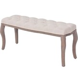 vidaXL Bank 110x38x48 cm linnen massief hout crèmewit
