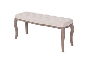 vidaXL Bank Crèmewit 110x38x48 cm Linnen & Hout - 37% Korting!