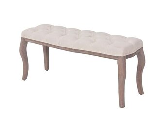 vidaXL Bank 110x38x48 cm linnen massief hout crèmewit
