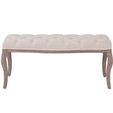 vidaXL Bank 110x38x48 cm linnen massief hout crèmewit