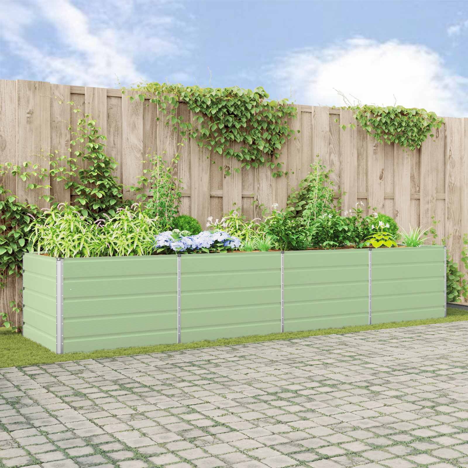 vidaXL Plantenbak Pastelgroen 385 x 100 x 75 cm Gegalvaniseerd staal