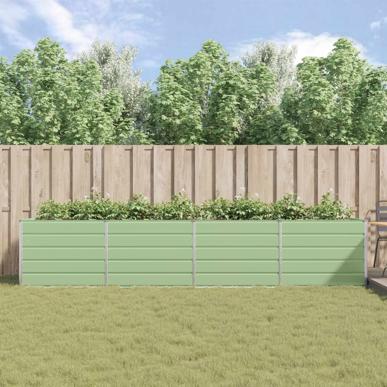vidaXL Plantenbak Pastelgroen 385 x 100 x 75 cm Gegalvaniseerd staal