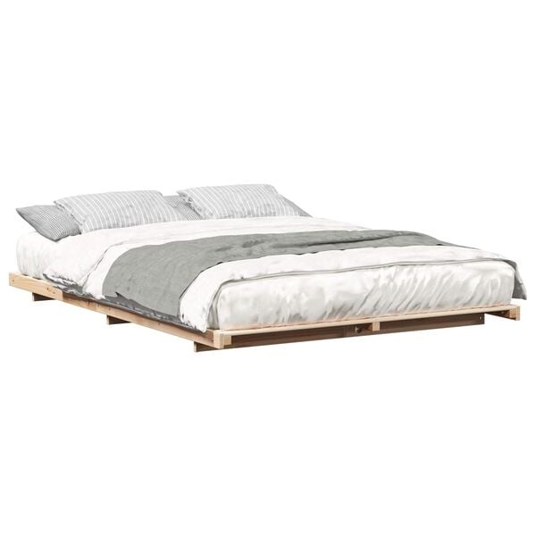 vidaXL Bedframe Bruin 140 x 210 cm Massief grenenhout