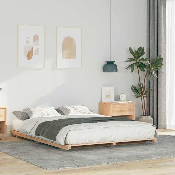 vidaXL Bedframe Bruin 140 x 210 cm Massief grenenhout