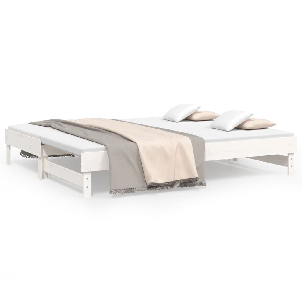 vidaXL Slaapbank uitschuifbaar massief grenenhout wit 2x(90x200) cm