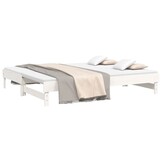 vidaXL Slaapbank uitschuifbaar massief grenenhout wit 2x(90x200) cm