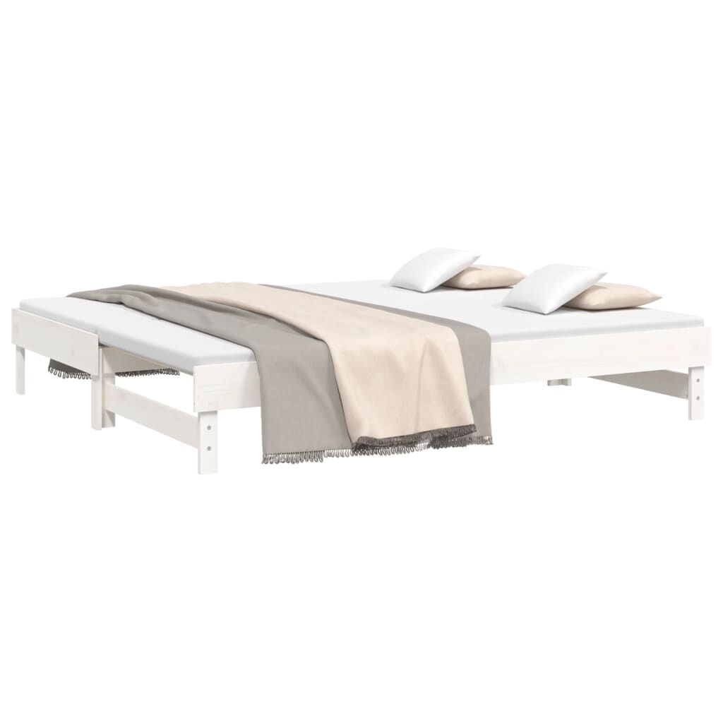 vidaXL Slaapbank uitschuifbaar massief grenenhout wit 2x(90x200) cm