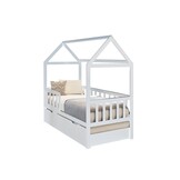 Bedhuis - peuter bed 160x80 cm - met bedlade en logeerbed - wit