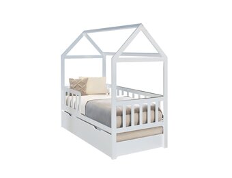 Bedhuis - peuter bed 160x80 cm - met bedlade en logeerbed - wit