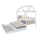Bedhuis - peuter bed 160x80 cm - met bedlade en logeerbed - wit