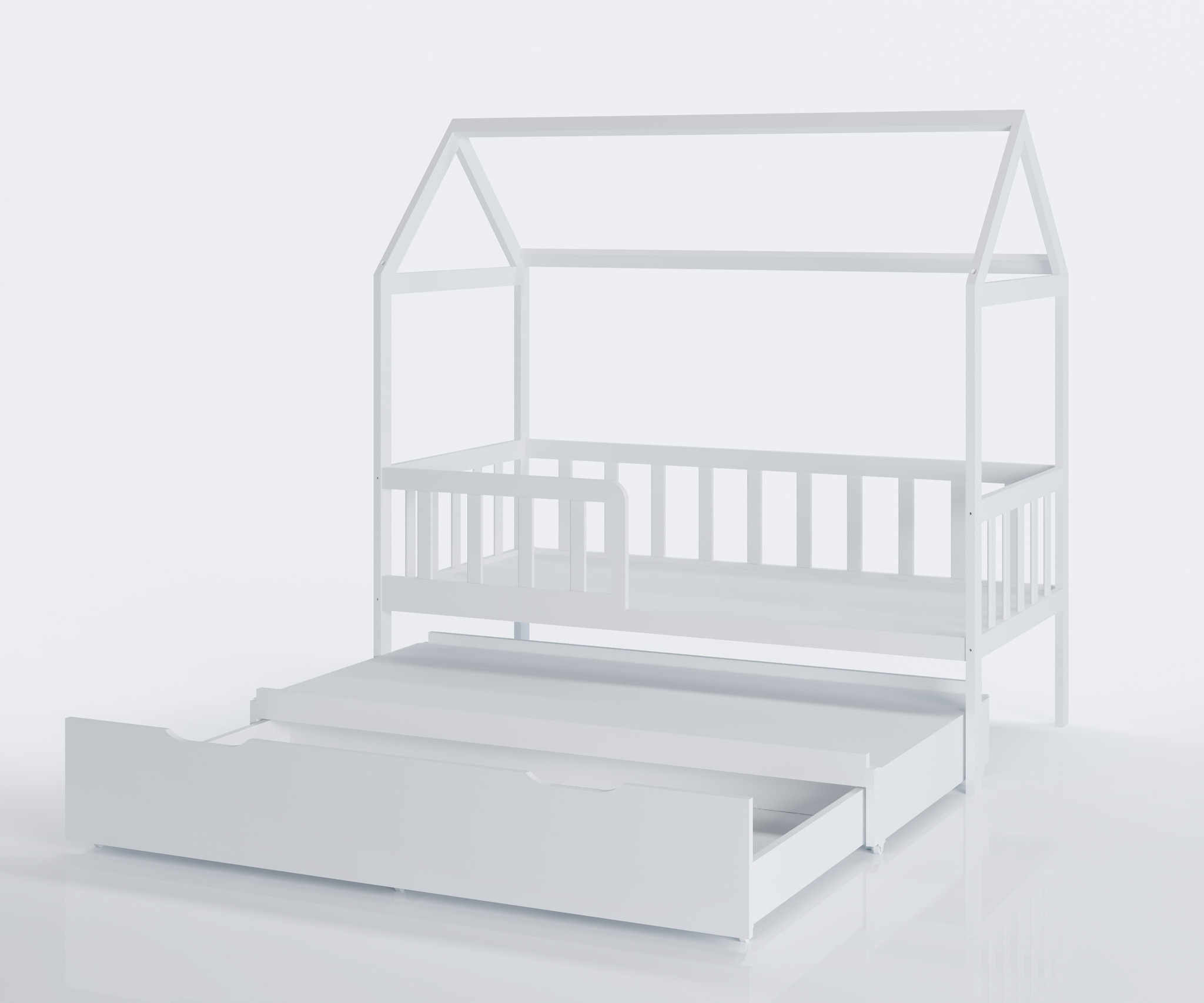 Bedhuis - peuter bed 160x80 cm - met bedlade en logeerbed - wit