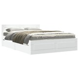 vidaXL Bedframe met hoofdeinde bewerkt hout wit 120x190 cm