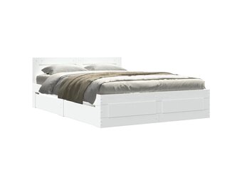 vidaXL Bedframe met hoofdeinde bewerkt hout wit 120x190 cm