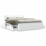 vidaXL Bedframe met hoofdeinde bewerkt hout wit 120x190 cm