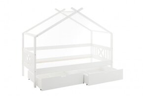 Huisbed Kinderbed 90x200cm Grenenhout Wit met 2 Lades - 41% Korting