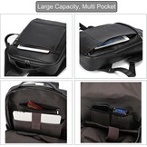 Heren rugzak echt leer voor laptop zakelijk reizen school outdoor | Zwart | Maat L | Met trolley mouw