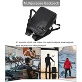 Heren rugzak echt leer voor laptop zakelijk reizen school outdoor | Zwart | Maat L | Met trolley mouw
