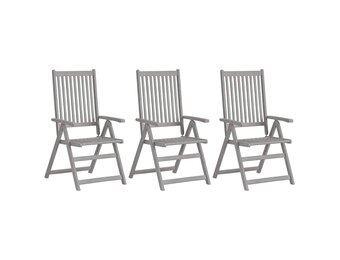 vidaXL Tuinstoelen verstelbaar 3 st massief acaciahout grijs