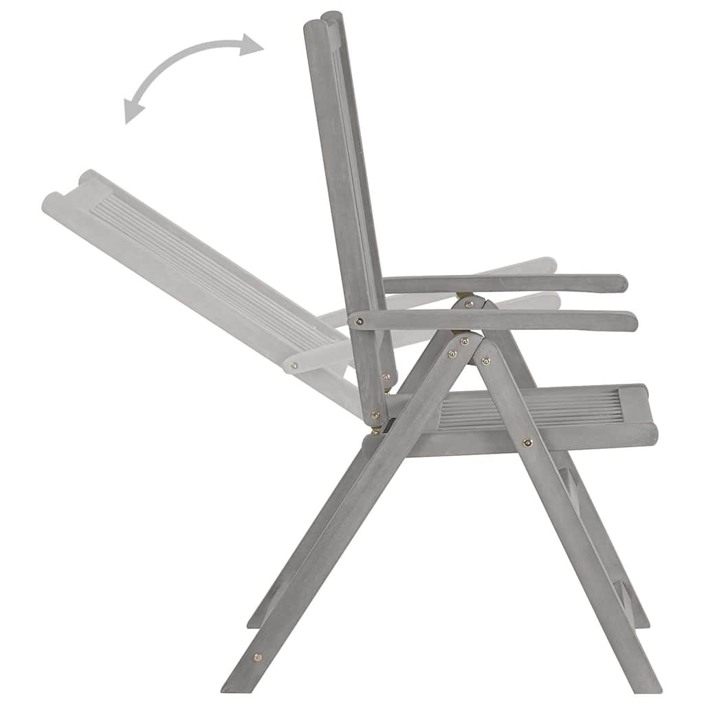 vidaXL Tuinstoelen verstelbaar 3 st massief acaciahout grijs