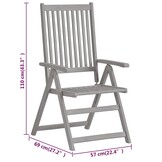 vidaXL Tuinstoelen verstelbaar 3 st massief acaciahout grijs
