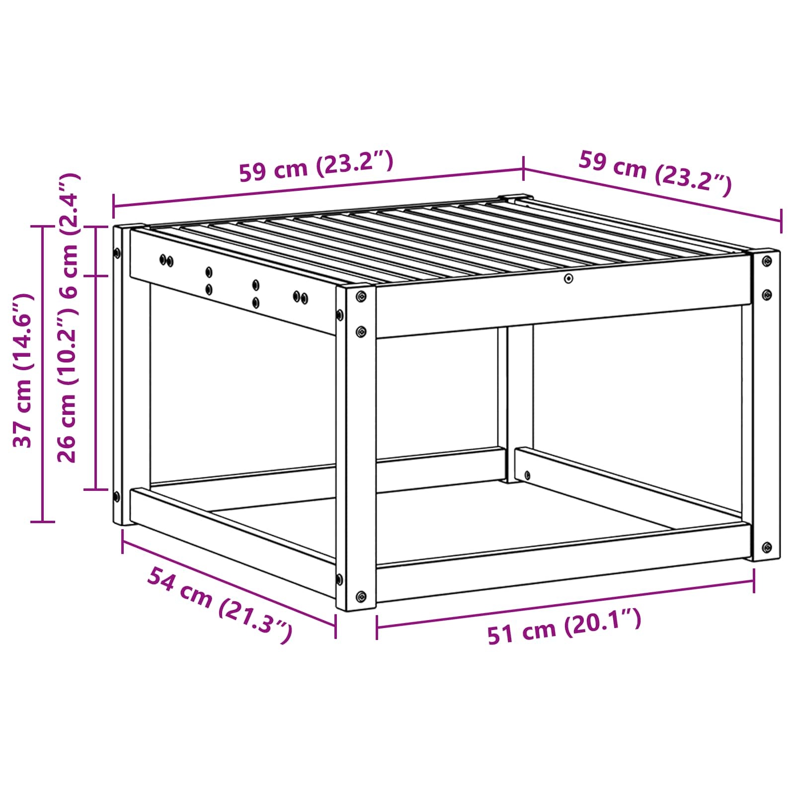 vidaXL Buiten Tafel Massief Acaciahout Naturel 59 x 59 x 37 cm