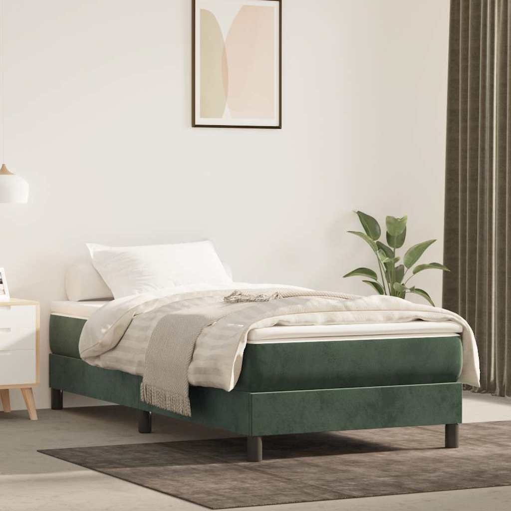 vidaXL Pocketveringmatras medium 90x200x20 cm fluweel donkergroen