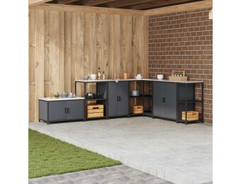 vidaXL Keukenopslag Kast HATTEM Antracietkleurig 60 x 50 x 92 cm Staal