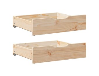 vidaXL Bedlades 2 st met wieltjes 75x55x16 cm massief grenenhout