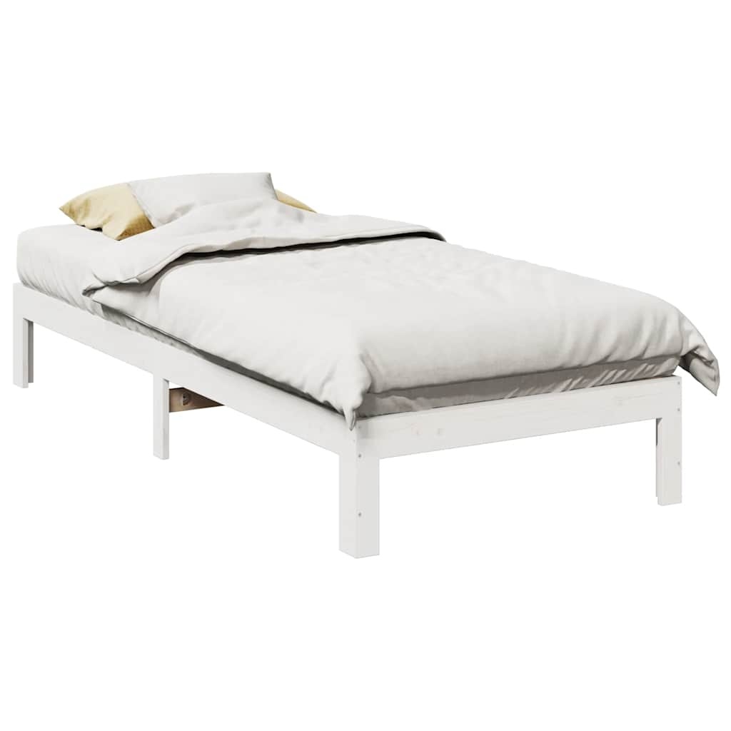 vidaXL Bedframe Massief Grenenhout Wit 90x200 cm - 58% Korting