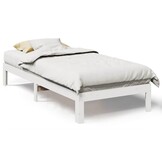 vidaXL Bedframe Massief Grenenhout Wit 90x200 cm - 58% Korting