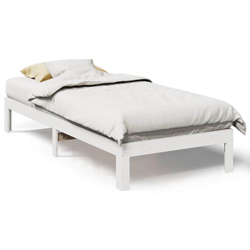 vidaXL Bedframe zonder matras massief grenenhout wit 90x200 cm