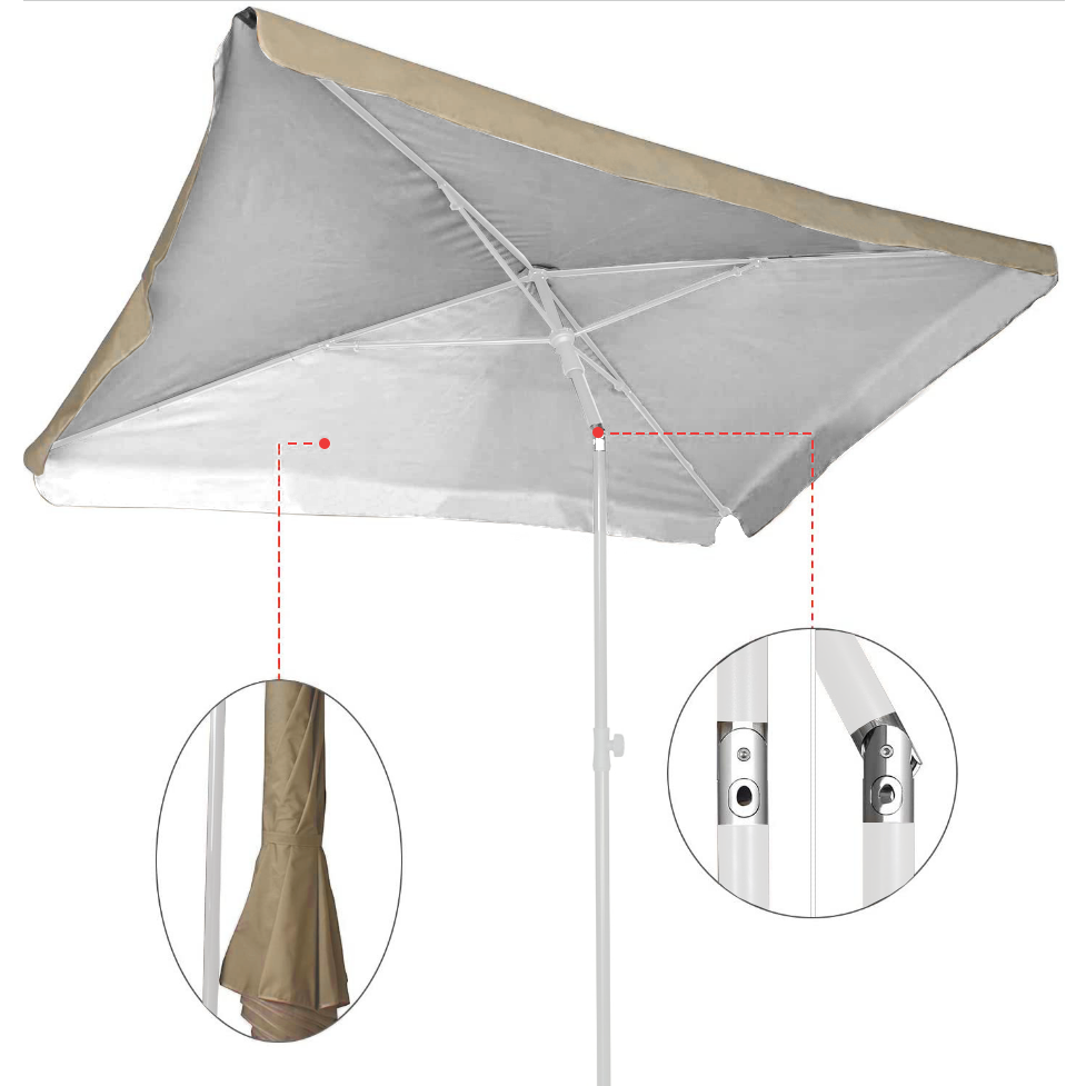 Parasol - 160x160cm - vierkant - beige - kantelbaar