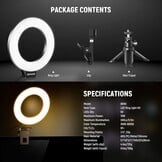 Ringlamp 5 inch voor Videoconferenties - 5 Kleurtemp, 10 Helderheid (54% Korting)