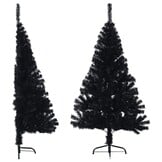 Zwarte Half Kunstkerstboom 120 cm PVC met Stalen Standaard - 56% Korting