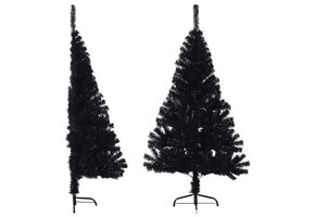 Zwarte Kunstkerstboom Half 120 cm PVC met Standaard (39% Korting)