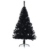 Zwarte Half Kunstkerstboom 120 cm PVC met Stalen Standaard - 56% Korting