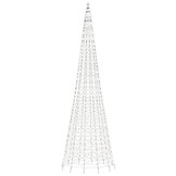 vidaXL LED-kerstboom aan vlaggenmast 1534 LEDs koud wit 500 cm