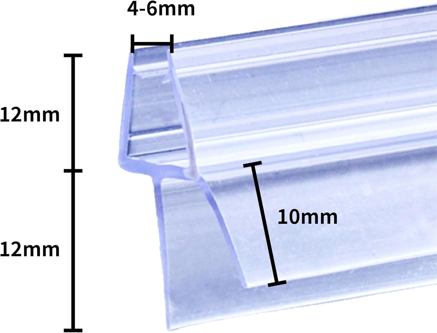Doucheafdichting voor glazen deuren 4/5/6 mm | Type Z | Douchedeur, wand, bad, cabine | Dikke rubberen rand | Spleet 12 mm | 2x 80 cm | Transparant PV