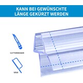 Doucheafdichting voor glazen deuren 4/5/6 mm | Type Z | Douchedeur, wand, bad, cabine | Dikke rubberen rand | Spleet 12 mm | 2x 80 cm | Transparant PV