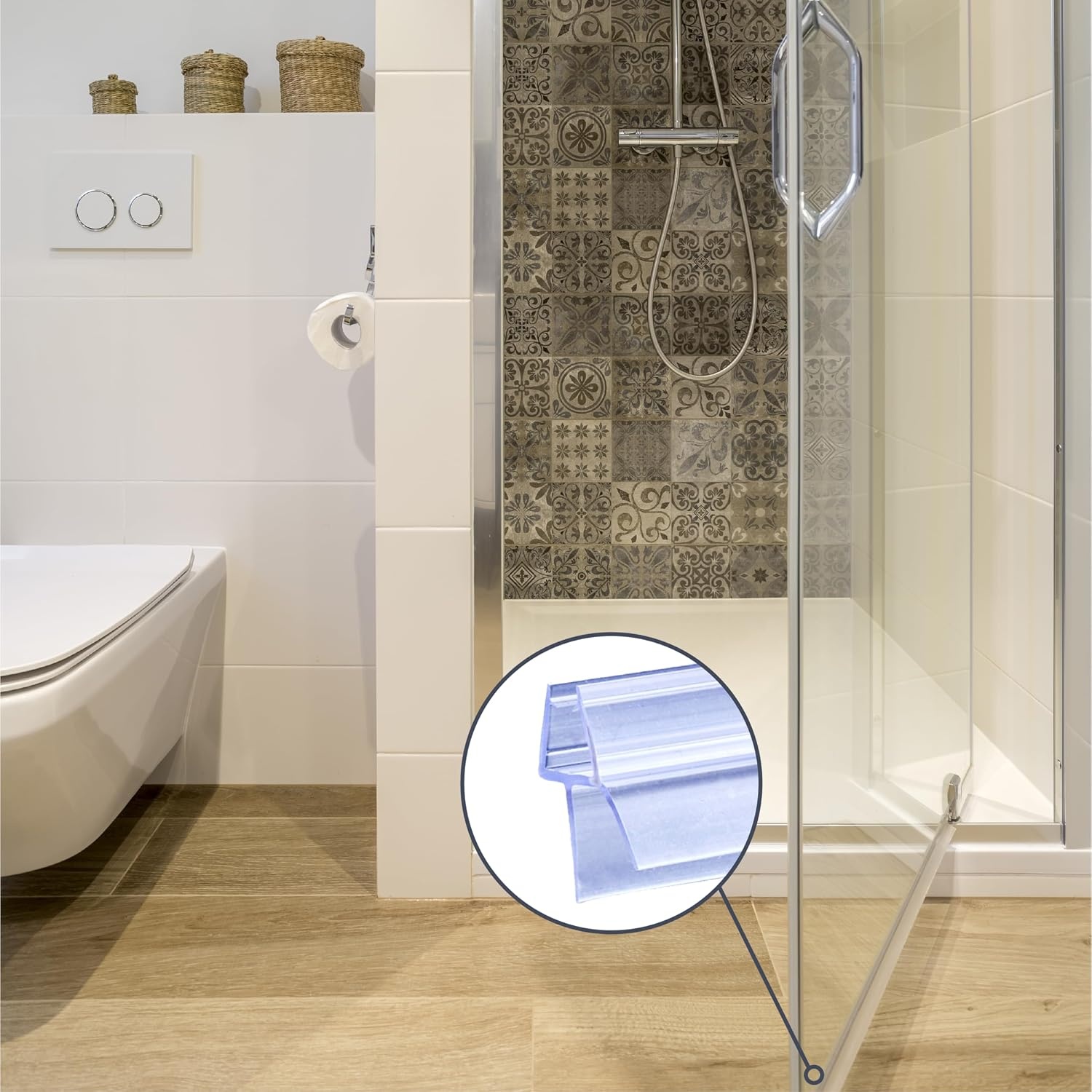 Doucheafdichting voor glazen deuren 4/5/6 mm | Type Z | Douchedeur, wand, bad, cabine | Dikke rubberen rand | Spleet 12 mm | 2x 80 cm | Transparant PV