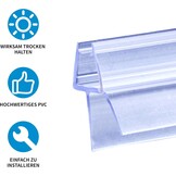 Doucheafdichting voor glazen deuren 4/5/6 mm | Type Z | Douchedeur, wand, bad, cabine | Dikke rubberen rand | Spleet 12 mm | 2x 80 cm | Transparant PV