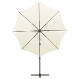 vidaXL Zweefparasol met paal en LED-verlichting 300 cm zandkleurig