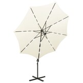 vidaXL Zweefparasol met paal en LED-verlichting 300 cm zandkleurig