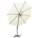 vidaXL Zweefparasol met paal en LED-verlichting 300 cm zandkleurig