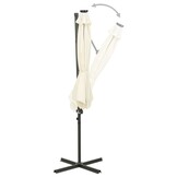 vidaXL Zweefparasol met paal en LED-verlichting 300 cm zandkleurig