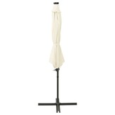 vidaXL Zweefparasol met paal en LED-verlichting 300 cm zandkleurig